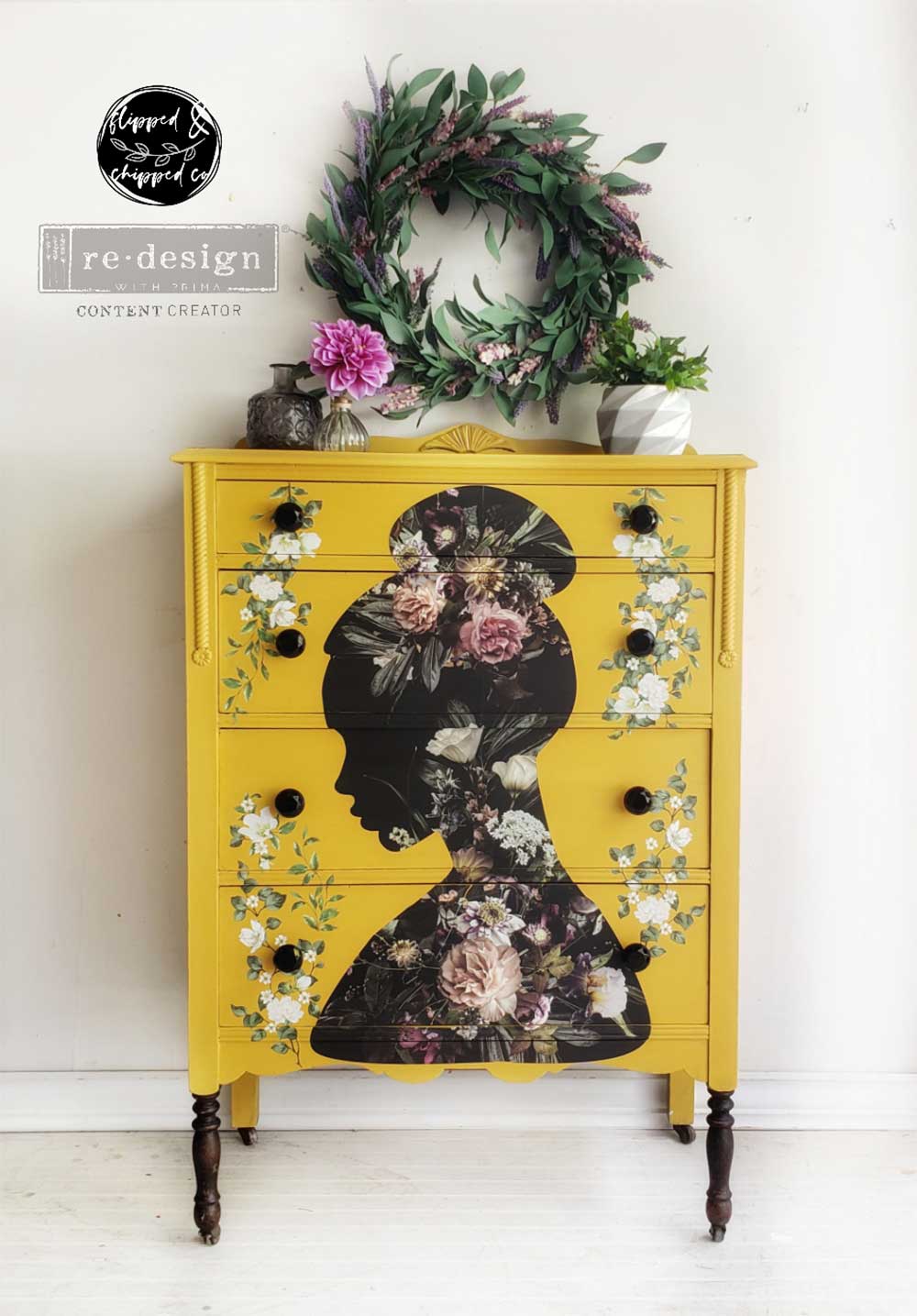 Redesign Decor Transfer Floral Silhouette 24''x35''