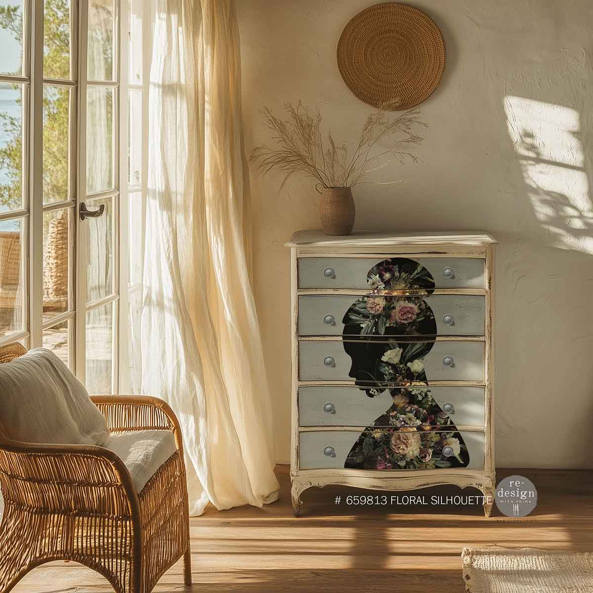 Redesign Decor Transfer Floral Silhouette 24''x35''