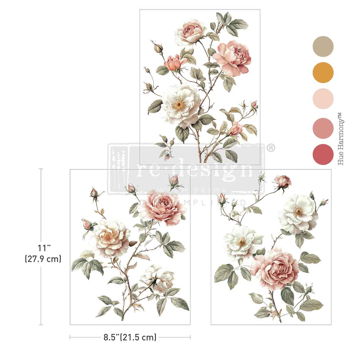 Redesign with- Prima Middy Trasnsfers Creamy Blush Blooms