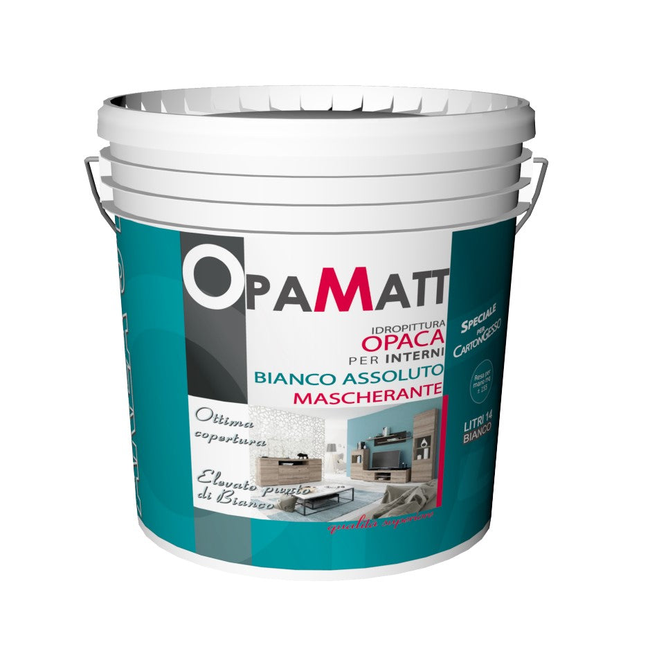 OPAMATT Idropittura lavabile opaca ad elevato punto di bianco.