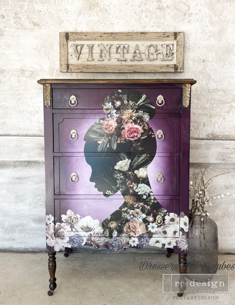 Redesign Decor Transfer Floral Silhouette 24''x35''