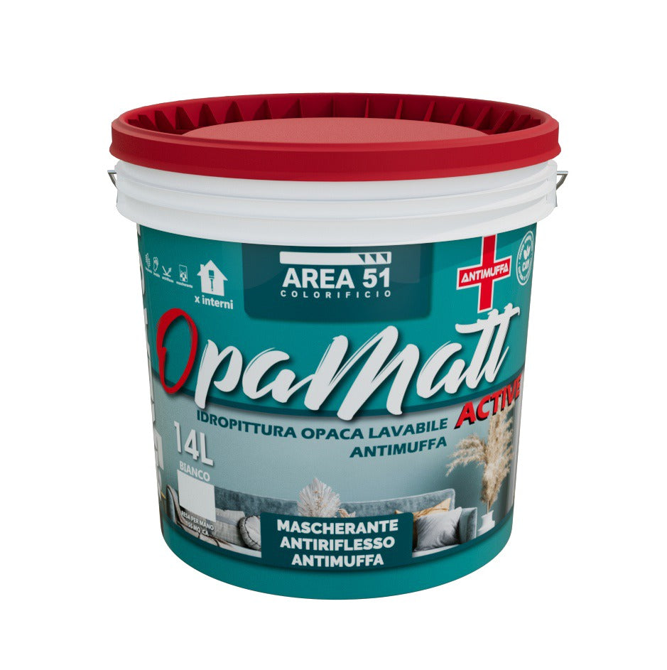 OPAMATT ACTIVE Idropittura lavabile opaca antimuffa ad elevato punto di bianco. Speciale per cartongesso.